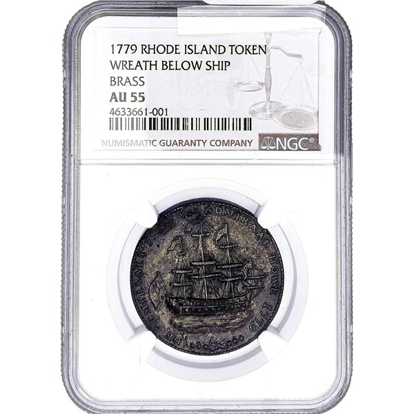 1779 Rhode Island Brass Token NGC AU55