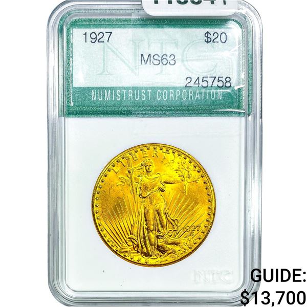 1927 $20 Gold Double Eagle NTC MS63