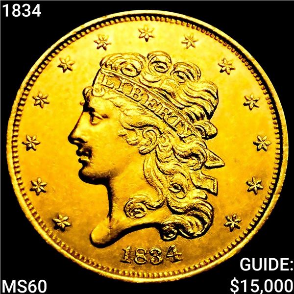 1834 $5 Gold Half Eagle UNCIRCULATED