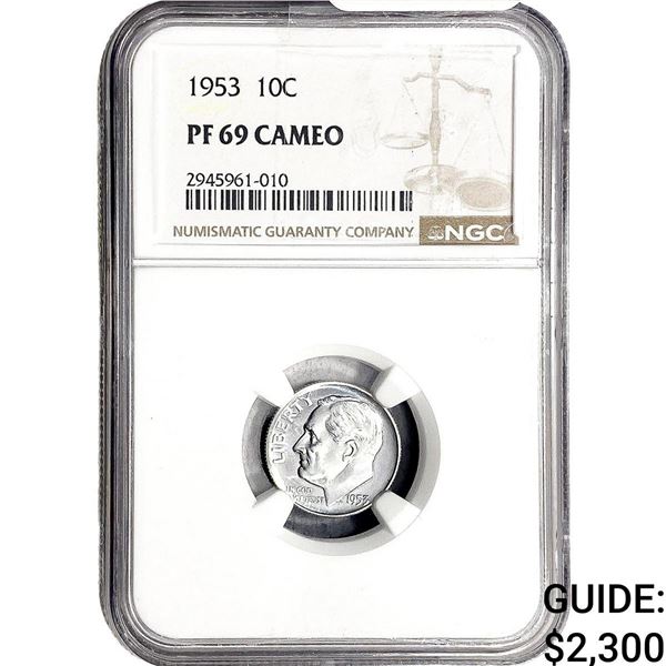 1953 Roosevelt Dime NGC PF69 CAMEO
