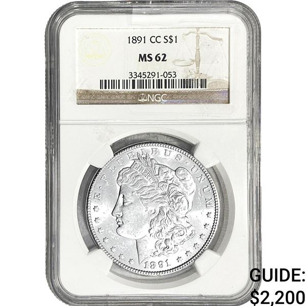 1891-CC Morgan Silver Dollar NGC MS62