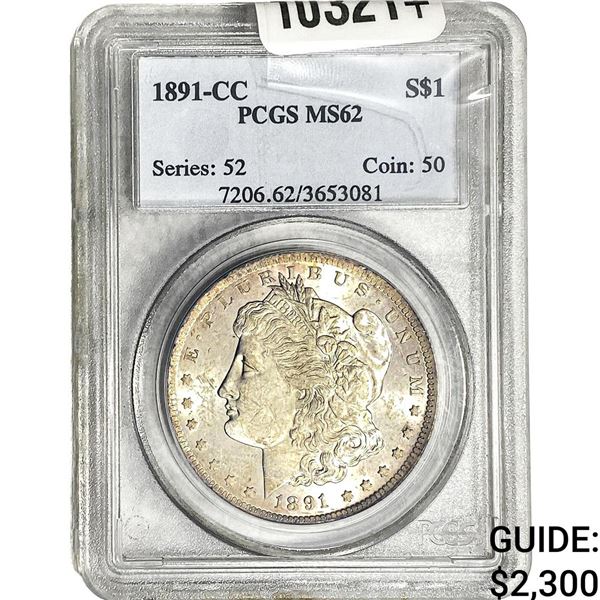 1891-CC Morgan Silver Dollar PCGS MS62
