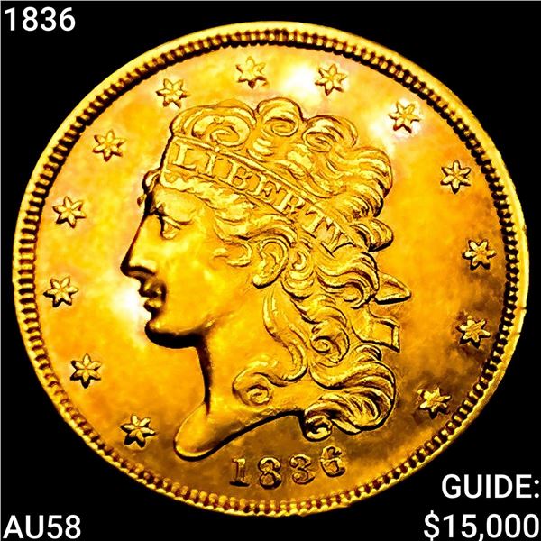 1836 $5 Gold Half Eagle CHOICE AU