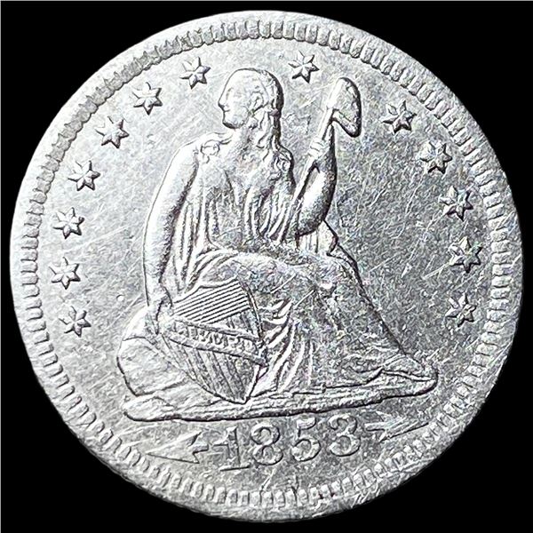 1853-O Arrows/Rays Silver Seated Liberty  Quarter CLOSELY UNCIRCULATED