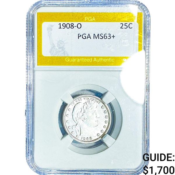 1908-O Barber Quarter PGA MS63+