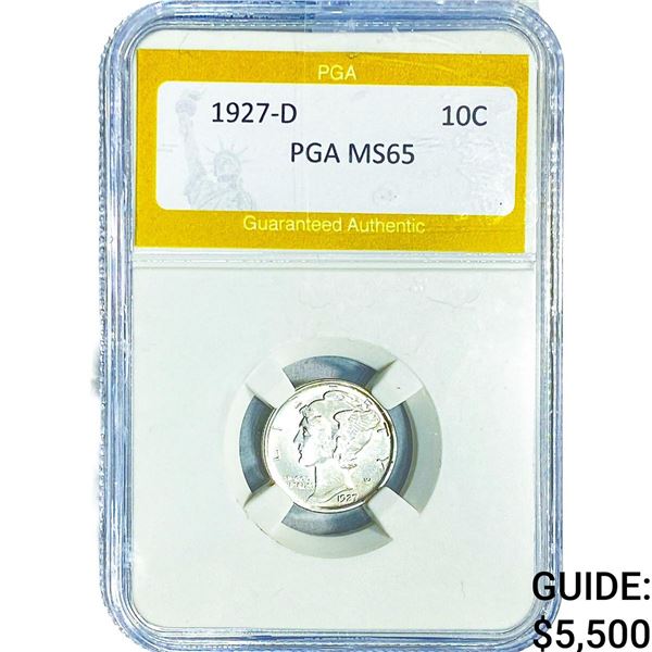 1927-D Mercury Silver Dime PGA MS65