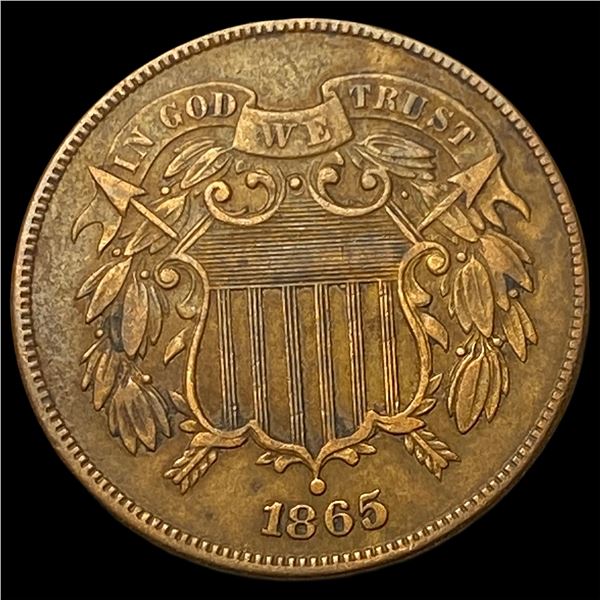 1865 Copper Two-Cent Piece NEARLY  UNCIRCULATED
