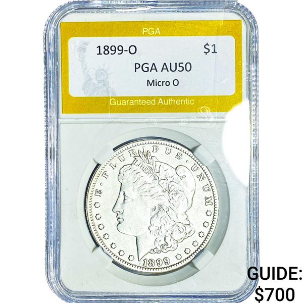 1899-O Morgan Silver Dollar PGA AU50 Micro O