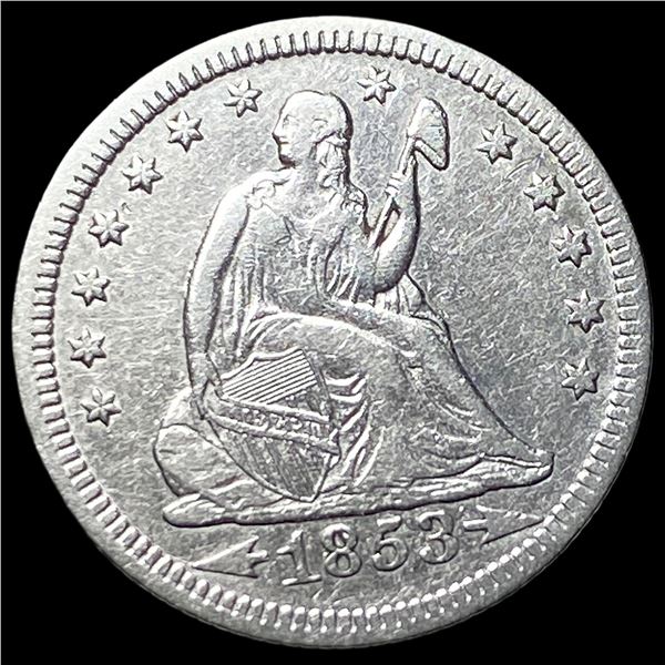 1853 Arrows/Rays Seated Liberty Quarter  NEARLY UNCIRCULATED