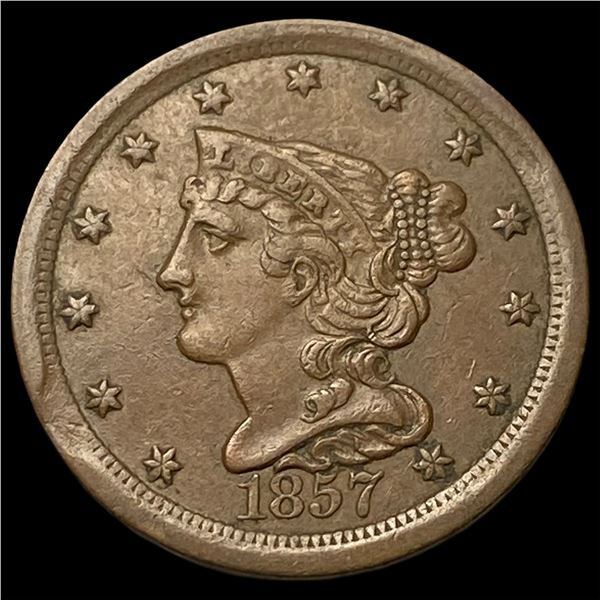 1857 Braided Hair Half Cent CLOSELY  UNCIRCULATED