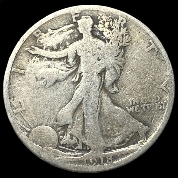 1918-D Walking Liberty Half Dollar LIGHTLY CIRCULATED