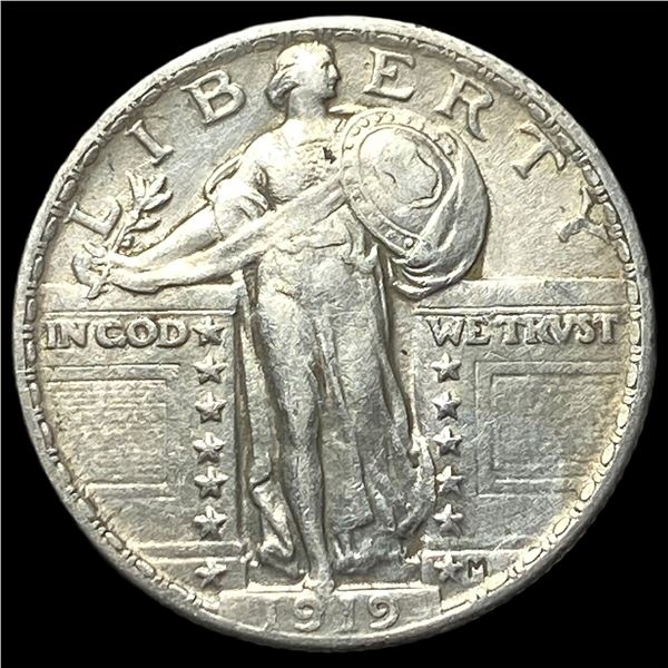 1919 Silver Standing Liberty Quarter CHOICE  AU