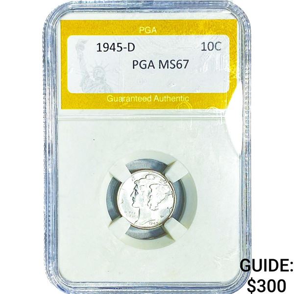 1945-D Mercury Silver Dime PGA MS67
