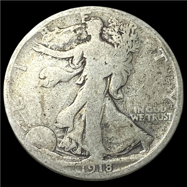 1918-D Silver Walking Liberty Half Dollar  LIGHTLY CIRCULATED