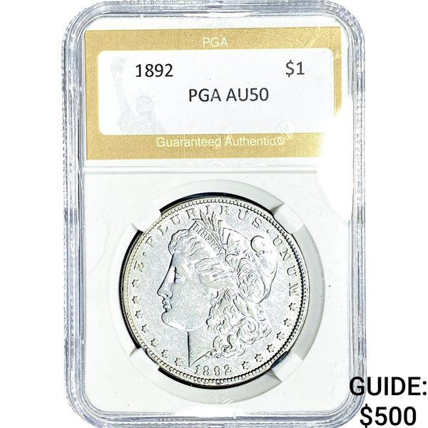 1892 Morgan Silver Dollar PGA AU50