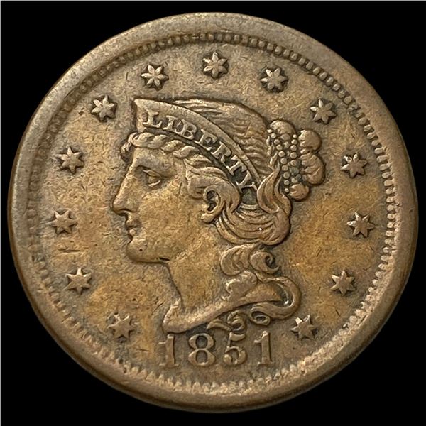 1851 Braided Hair Large Cent NEARLY  UNCIRCULATED