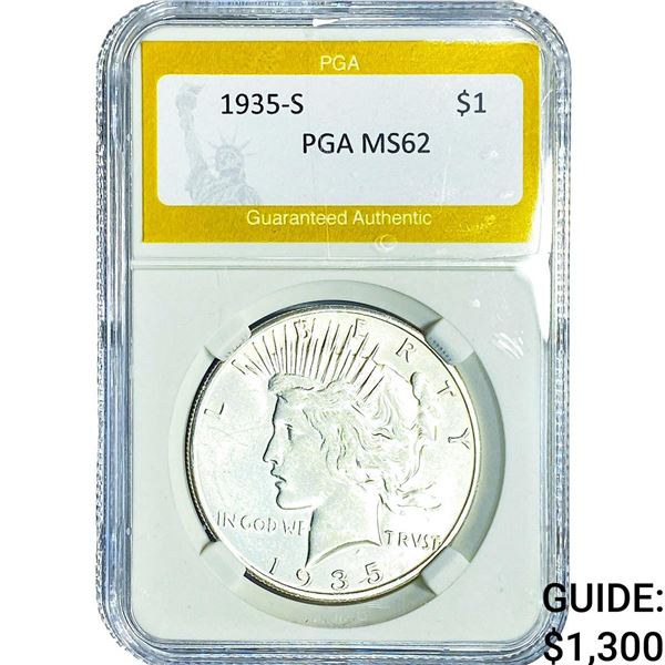 1935-S Silver Peace Dollar PGA MS62