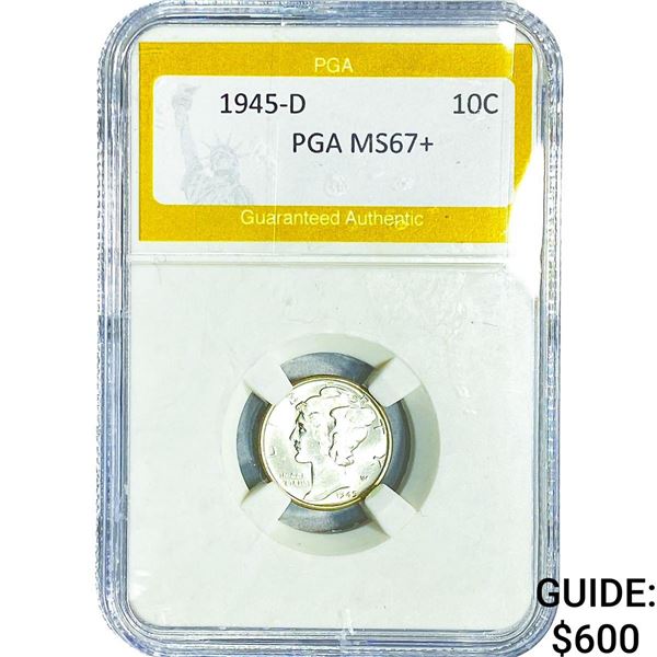 1945-D Mercury Silver Dime PGA MS67+