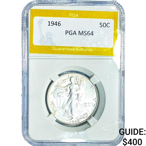 1946 Walking Liberty Half Dollar PGA MS64