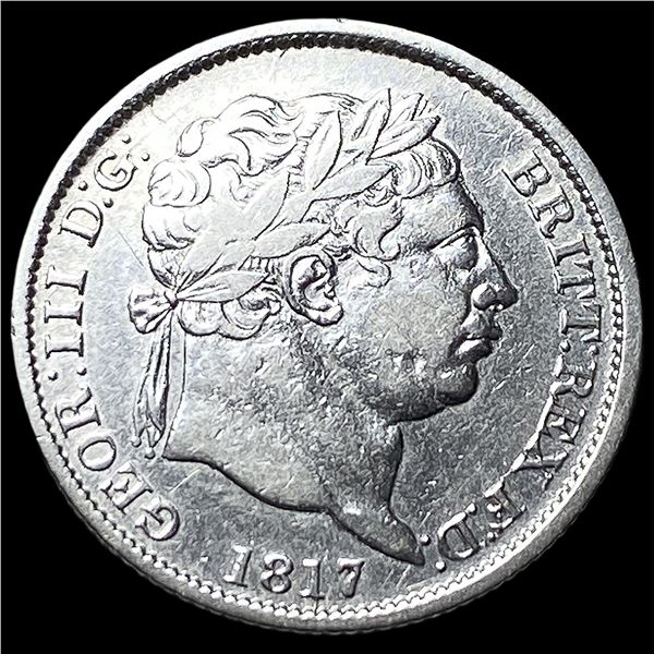 1817 Great Britain Silver Shilling CLOSELY  UNCIRCULATED