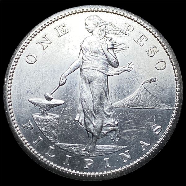 1908-S Silver One Peso Philippines  UNCIRCULATED