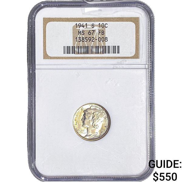 1941-S Mercury Silver Dime NGC MS67 FB
