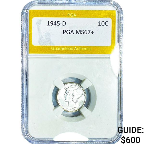 1945-D Mercury Silver Dime PGA MS67+