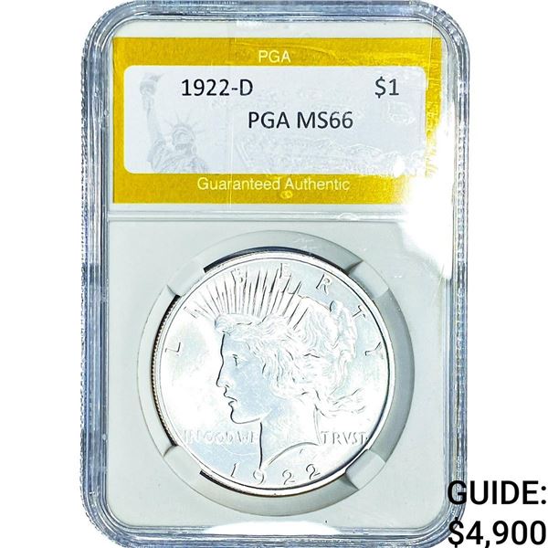 1922-D Silver Peace Dollar PGA MS66