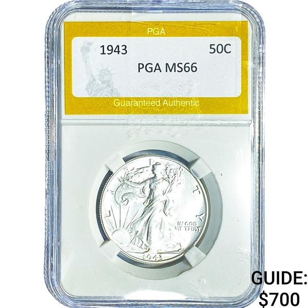 1943 Walking Liberty Half Dollar PGA MS66