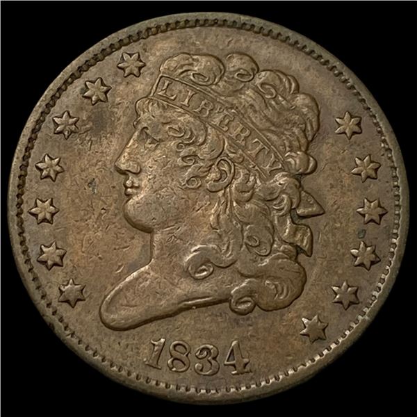 1834 Copper Half Cent CLOSELY UNCIRCULATED