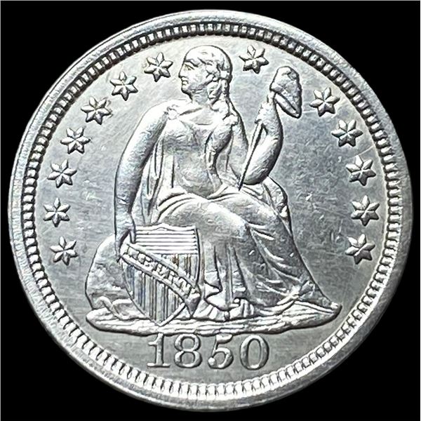 1850 Silver Seated Liberty Dime CHOICE AU