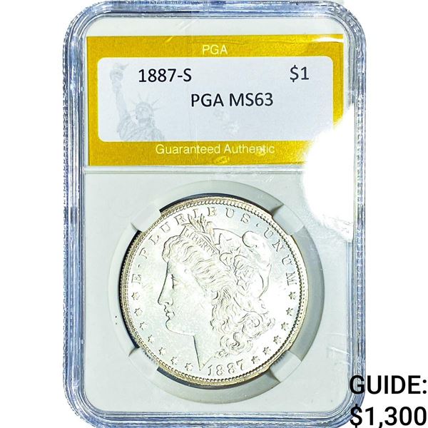 1887-S Morgan Silver Dollar PGA MS63