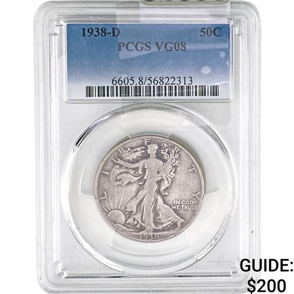 1938-D Walking Liberty Half Dollar PCGS VG08