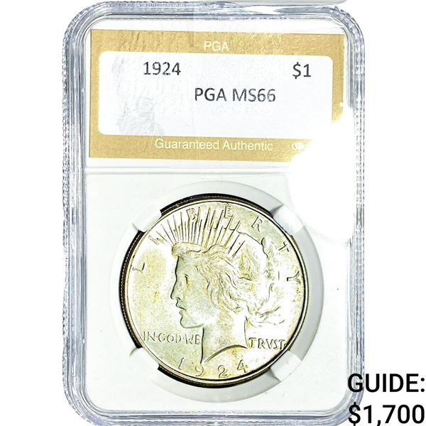 1924 Silver Peace Dollar PGA MS66
