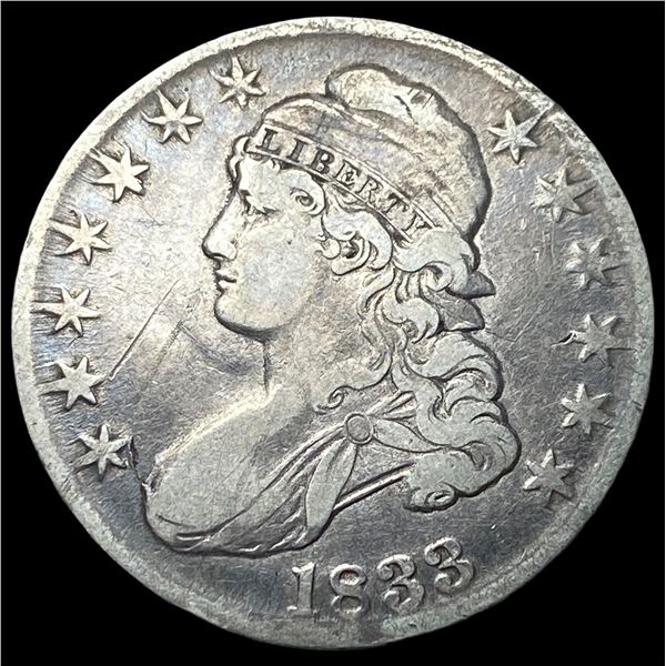 1833 Silver Capped Bust Half Dollar LIGHTLY   CIRCULATED