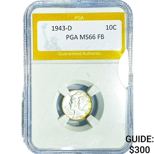1943-D Mercury Silver Dime PGA MS66 FB