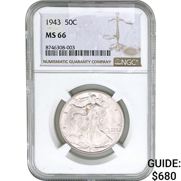 1943 Walking Liberty Half Dollar NGC MS66