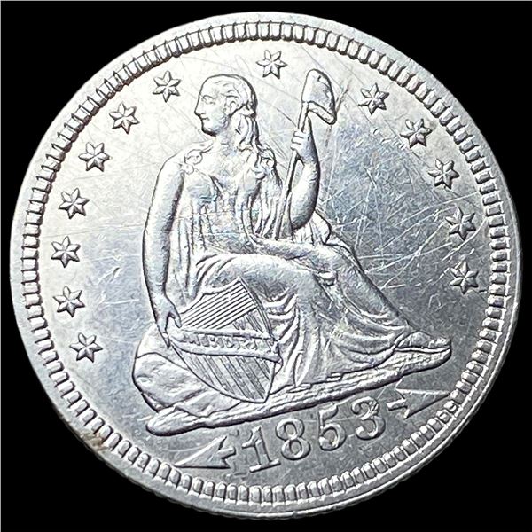 1853 Arrows/Rays Seated Liberty Quarter HIGH   GRADE