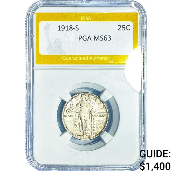 1918-S Standing Liberty Quarter PGA MS63