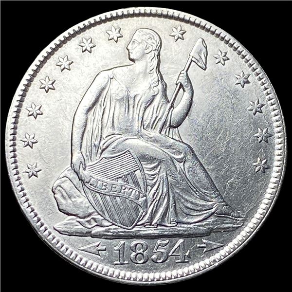 1854 Arrows Silver Seated Liberty Half Dollar   UNCIRCULATED
