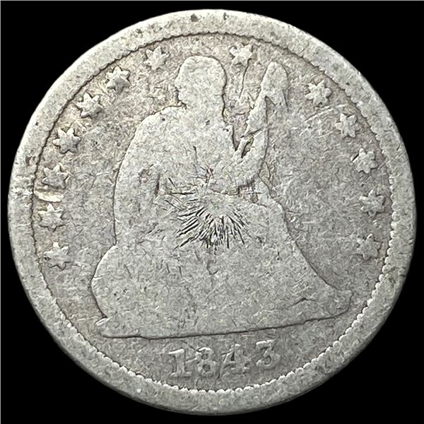 1843 Silver Seated Liberty Quarter NICELY   CIRCULATED