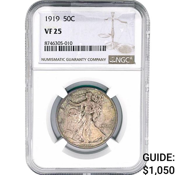 1919 Walking Liberty Half Dollar NGC VF25