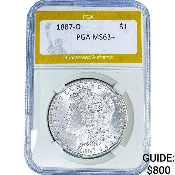 1887-O Morgan Silver Dollar PGA MS63+