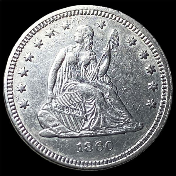 1860 Seated Liberty Silver Quarter CLOSELY   UNCIRCULATED