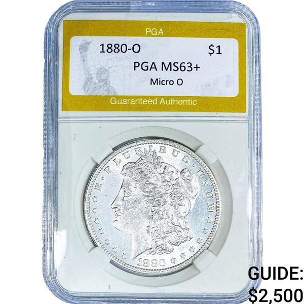 1880-O Morgan Silver Dollar PGA MS63+ Micro O