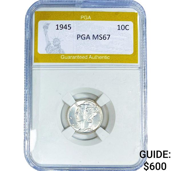 1945 Mercury Silver Dime PGA MS67