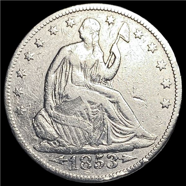 1853 Arrows/Rays Seated Liberty Half Dollar   HIGH GRADE
