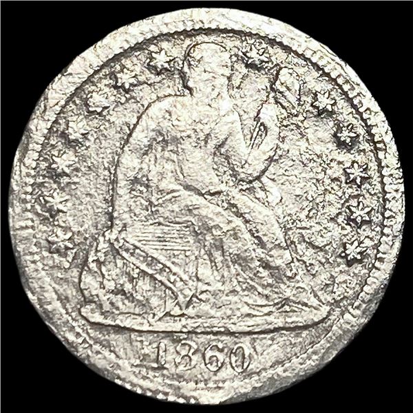 1860-S Silver Seated Liberty Dime LIGHTLY   CIRCULATED