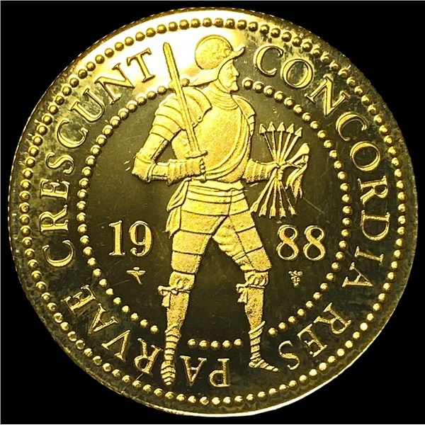 1988 .1106oz Gold 1 Ducat Netherlands SUPERB   GEM BU