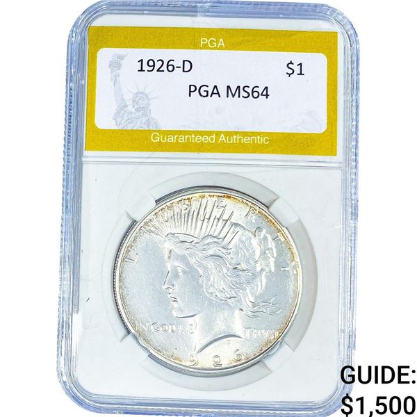 1926-D Silver Peace Dollar PGA MS64